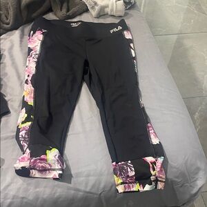 Fila Black Leggings with Floral Accents